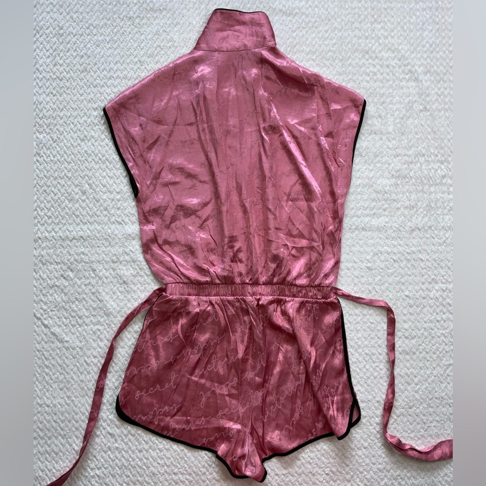 Victoria’s Secret pink satin pink pajama romper - Picture 6 of 8